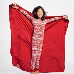 Little sleepies reindeer cheer Cozy Red Kids Pajamas
